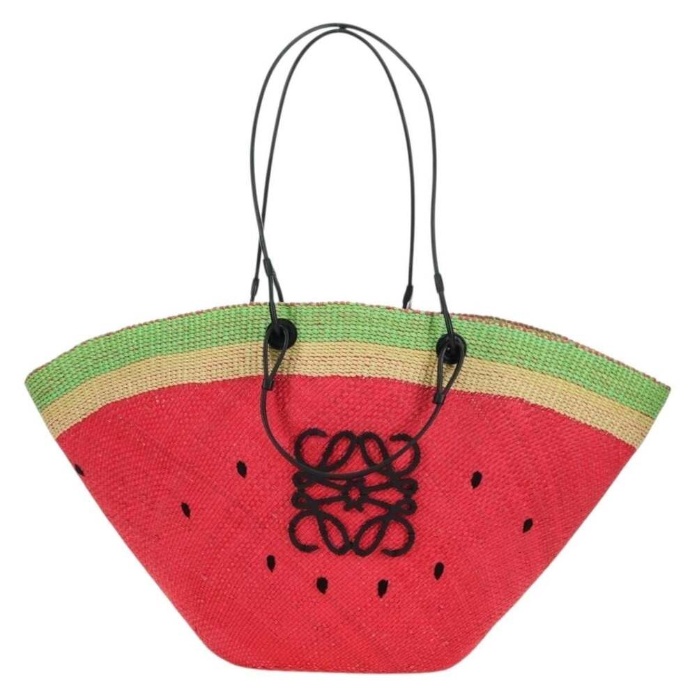 Loewe Raffia Watermelon Tote Bag Red